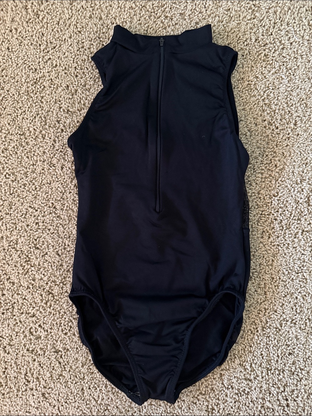 Kids Black Sleeveless One-Piece Swimsuit with Back Zip